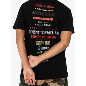 Marcelo Burlon County of Milan Multi Logo T Shirt Black XL NWT Pin Hole